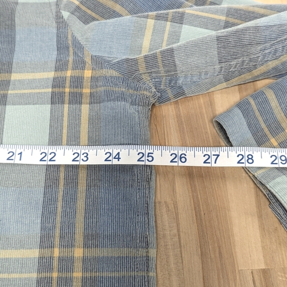 Wellen Light Blue Corduroy Plaid Button Down Casual Shirt XXL organic cotton - Picture 14 of 16